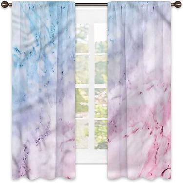 Imagem de Cortinas blecaute de mármore – Cortinas de quarto e sala de estar com isolamento térmico, economia de energia e redução de ruído, L 106 x C 150 cm