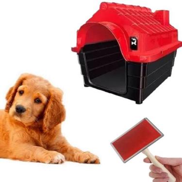 Imagem de Kit Casinha Cachorro N3 E Rasqueadeira Removedor Tira Pelos - MecPet