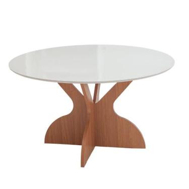 Imagem de Mesa Jantar Redonda Tampo Vidro 1,35m 04 ou 06 Lugares MDF - Dalla Cos