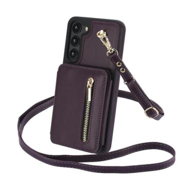 Imagem de Capa para Samsung S25Plus, transversal, com cordão, zíper, suporte para cartões, bolsa de bolso (para Samsung S25Plus/roxo escuro)