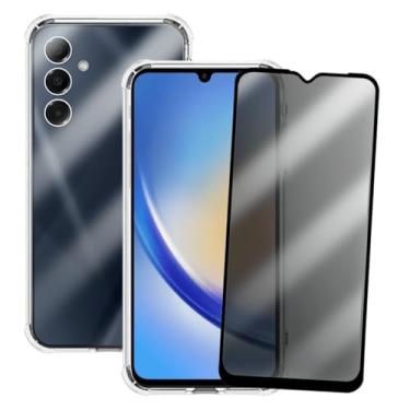 Imagem de Capa Case Capinha Anti Shock para Samsung Galaxy A34 e Película 3D Vidro Privacidade Anti Espião