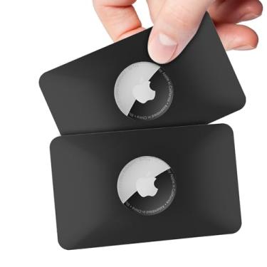 Imagem de 2 capas AirTag – porta-carteira flexível tamanho cartão de crédito para AirTag, bolsa, bolsa, mochila, bolsa de mão, bolsa de pulso (preto)