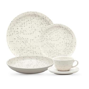 Imagem de Aparelho De Jantar E Chá 30 Peças Cerâmica Flat Chuvisco Oxford