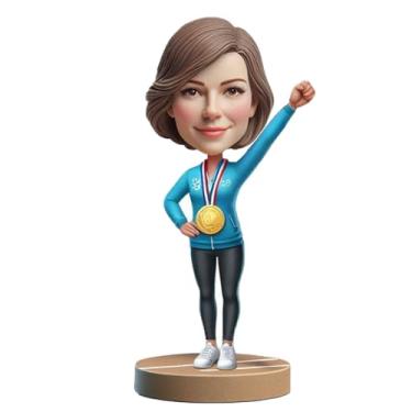 Imagem de Medalhista de ouro feito à mão, bobblehead, personalizado da sua foto, estatueta de pose de vitória, decoração esportiva triunfante, lembrança de campeonato, perfeita para presentear atletas