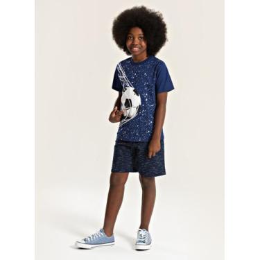 Imagem de Conjunto Verão Menino Marinho Camiseta e Bermuda Bola no Gol - Molekad
