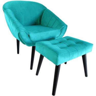 Imagem de Kit Poltrona Giovana Puff Capitonê Luxo e Almofadas em Sued Premium - 