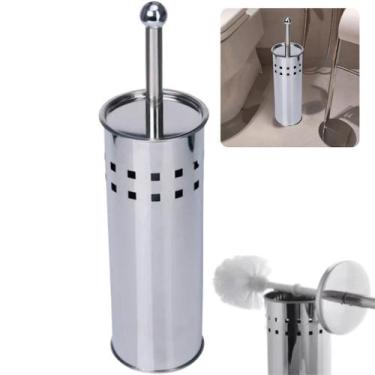 Imagem de Escova Sanitaria Inox Com Suporte Vassoura Limpa Mais para Vaso Banhei