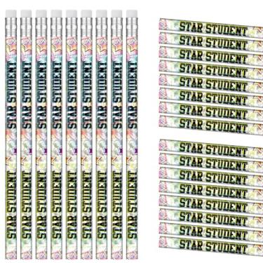 Imagem de Tenceur 100 lápis motivacionais de estudante estrela com borrachas a granel 18 cm incentivos estudantis reconhecimento educação prêmio para professores escola sala de aula suprimentos de recompensa