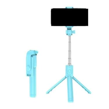 Imagem de Bastão Pau de Selfie Bluetooth Retrátil Suporte Tripé Para Celular Com Controle(Azul)