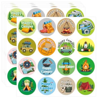 Imagem de 800 peças adesivos de viagem acampamento feliz campista tenda fogueira guitarra mapa câmera bolsa de viagem carro adesivos temáticos natureza acampamento ao ar livre etiquetas para presentes de