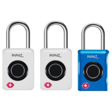 Imagem de Kit 3 Cadeados TSA Digital 35B 2x Azul e Preto com Biometria e Senha Numérica – Leitura Rápida e Alta Segurança para Viagens