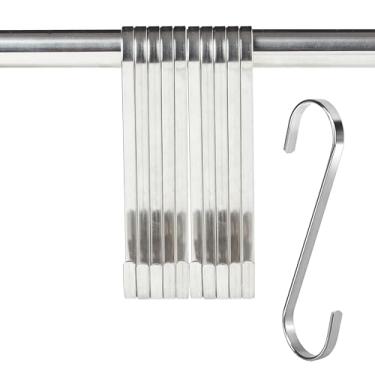 Imagem de SuyuanArt Pacote com 10 ganchos em S de aço inoxidável resistentes para pendurar no alvo, kit de gancho de aço de 16 cm, design plano à prova de ferrugem - Serve para alvos de tiro, uso doméstico e