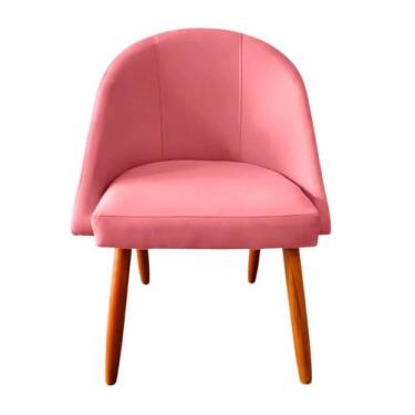 Imagem de Cadeira Poltrona Decorativa Lua Veludo Rosa Para Mesa De Jantar Para R