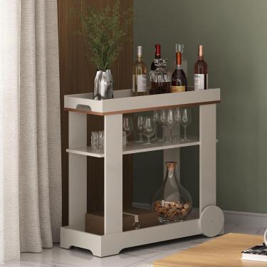 Imagem de Carrinho Bar Artely Móveis Rosé 1 Prateleira Rodízios Funcionais MDF