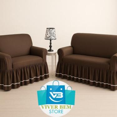 Imagem de Kit Capa Para Sofá Dalia 3 e 2 lugares - Viver Bem Store, Marrom