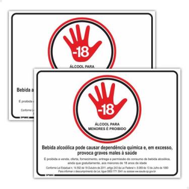 Imagem de 2 Placas Álcool Para Menores é Proibido 20x15cm - 18 Anos - SPORTINOX