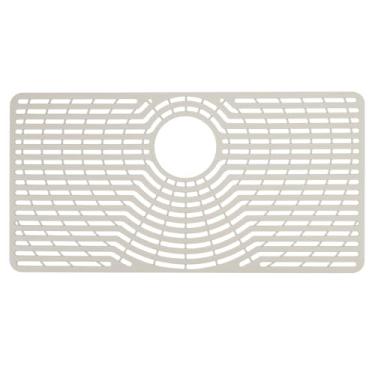 Imagem de Protetor de pia de silicone 71 cm x 35 cm orifício de drenagem traseira, resistente ao calor, fácil de limpar, antiderrapante, tapete de pia de cozinha para fundo de pia de porcelana de aço inoxidável