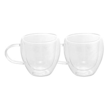 Imagem de Conjunto de Xícaras para Chá 250ml Vidro Duplo 2 Peças Modern Lyor