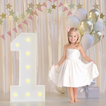 Imagem de JoyMuse Decorações de aniversário, 1 número para letreiro, números grandes de 6 m, 1 para decorações de festa, sinal de luzes numéricas para decoração de casamento de aniversário de 1º aniversário