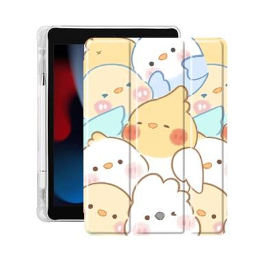 Imagem de Idocolors Capa fofa Kawaii Parrot Pad para iPad Air de 13 polegadas (2024), capa traseira de TPU transparente com suporte para lápis, capa protetora dobrável à prova de choque para despertar/hibernar