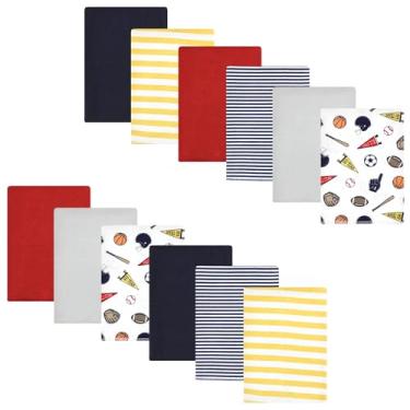 Imagem de Luvable Friends Hudson Baby Flanela Burp Panos, conjunto com 12 unidades, Esportes, 14x20 inches