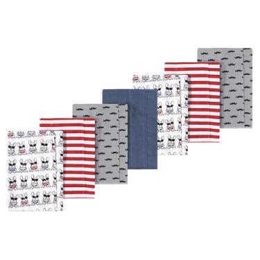 Imagem de Luvable Friends Hudson Baby, flanela para arrotar panos, pacote com 7, Cachorro francês azul, 14x20 inches