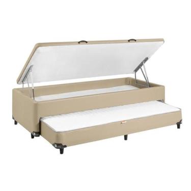 Imagem de Bibox Solteiro RR Colchoes com Espuma D28, Baú e Auxiliar - RR COLCHÕE