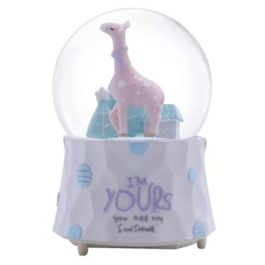 Imagem de ZZTWER Caixa musical bola de cristal caixa de música, girafa de desenho criativo caixa de música globo de neve artesanato de resina presente para presentes de festa de Natal, decoração de Natal