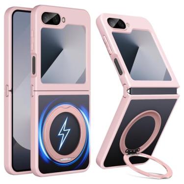 Imagem de YSLBWLE Capa magnética para Samsung Galaxy Z Flip 7 fe/6/5 com suporte de anel [proteção militar contra quedas] Capas de telefone transparentes finas à prova de choque com suporte invisível traseira