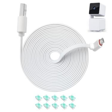 Imagem de Cabo de extensão de energia de 3 m para câmera Wyze Cam Pan v3 - Cabo micro USB de 90 graus à prova de intempéries, 1 pacote (branco) - Não compatível com Wyze Cam V3/V4