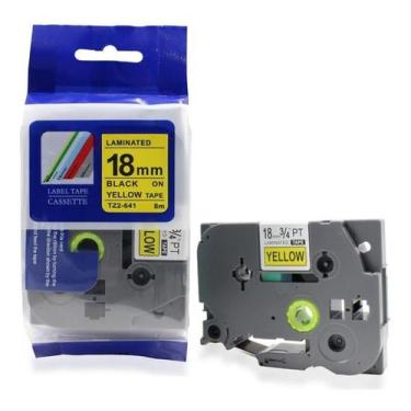 Imagem de Fita rotuladora brother 18mm tzc-641 preto no amarelo compativel - IMP