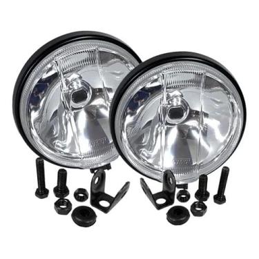 Imagem de Par Farol Auxiliar Redondo Universal 140mm com Suporte – Modelo Gol GT – Carcaça em Metal e Lente de Vidro – Uso com Lâmpada H3 12V ou 24V