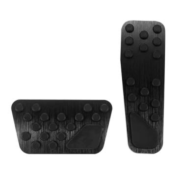 Imagem de SAUWU Capa de pedal de liga de alumínio para Dodge 2009-2023 Charger Challenger Chrysler 300 300c sem perfuração Capas de pedal de freio e acelerador de alumínio ~ Preto