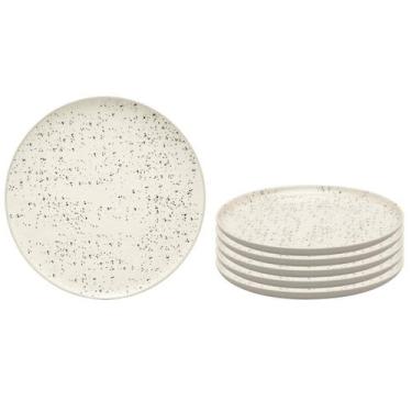 Imagem de Kit Jogo 6 Pratos Rasos Oxford Flat Chuvisco 26cm em Cerâmica Decorada