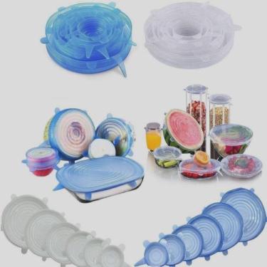 Imagem de Kit 12 Tampa Silicone Universal Veda Tudo Panela Recipiente 2 x Kits d