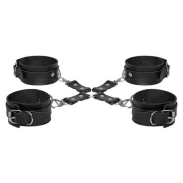 Imagem de Kit Sado Restritor Hogtie Creta Algemas Ajustáveis para Fetiches e Prazer Kit BDSM DX4274 (PRETO)
