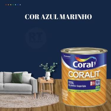 Imagem de Tinta Esmalte Sintético Base Água Cor Azul 800ml Coral Coralit Total Z