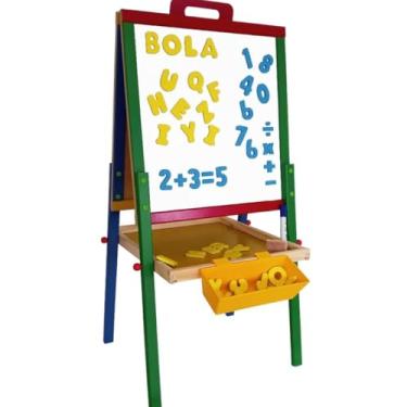 Imagem de 1 Lousa Infantil 3 em 1 Carimbra – Cavalete Dobrável com Giz, Caneta e Quadro Magnético Educativo