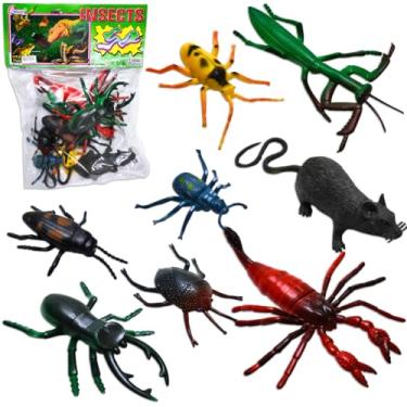 Imagem de Kit Animais Borracha Insetos Miniatura Realista Brinquedo (Kit 7 Insetos Grandes B)