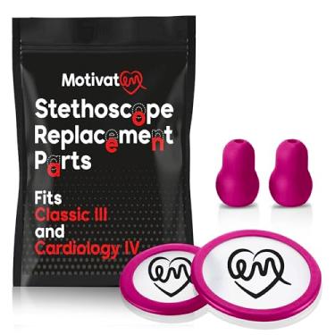 Imagem de MotivatEM Stethoscope Replacement Part Kit for Littman Stethoscope Classic 3, Cardiology 3 & Cardiology 4 - Fits Classic III, Cardiology III & IV (Raspberry)