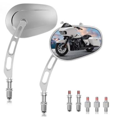 Imagem de Espelhos de motocicleta, espelhos de guidão CNC cromados para Harley Road Glide CVO Dyna Electra Glide Road 1982-2024 Road King Softail Street Glide Sportster 1200 883