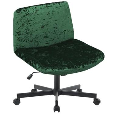 Imagem de Levoberg Capa de cadeira de escritório cruzada sem braços, capa para cadeira de mesa Stertch Vanity Desk Capas para cadeira de mesa com pernas cruzadas com detalhes no meio das costas largas protetor