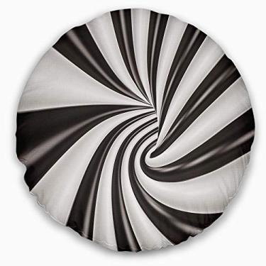 Imagem de Design Fractal 3D preto N branco túnel contemporâneo sala de estar, sofá, almofada de alta qualidade + capa de almofada impressa em ambos os lados 40,6 cm