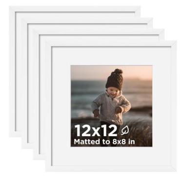 Imagem de Conjunto de 4 porta-retratos KINLINK White 12x12 para 8x8 com tapete