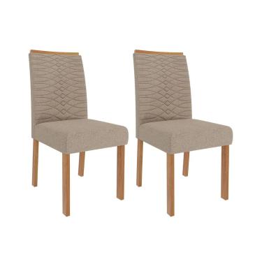 Imagem de Cadeira Sala de Jantar Clarice Wood Kit 2 Un Carvalho/Linho Bege - Cimol