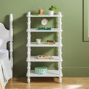 Imagem de WALKER EDISON EZ Assembly™ Estante infantil tradicional premium de madeira maciça, estante de fazenda moderna, 5 prateleiras de eixo abertas, estante de madeira curta acessível para crianças, 121 cm