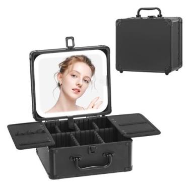 Imagem de Caixa de maquiagem Leeora&Leekoo LK805 com espelho iluminado preto