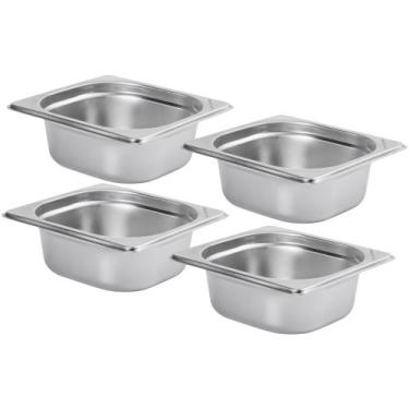 Imagem de Kit Quatro Cubas Gastronomica Padrão Gn 1/6 65mm Inox sem Alça Com tam