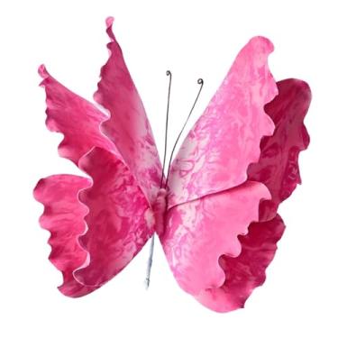 Imagem de Vaveren Decoração de casamento de borboleta 3D, decoração de fundo de borboleta falsa, de parede para sala de estar, Rosa Vermelha