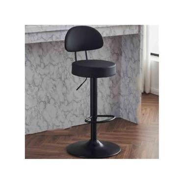 Imagem de Banco de bar de pub Moda Casa Banco Alto Elevador Caixa Cadeira Alta Giratório de Bar Frontal Redondo Comercial Giratória(Preto)